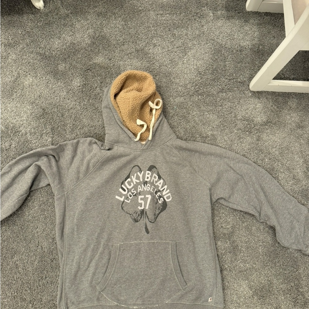 Lucky Brand Gray Hoodie with Tan Lining